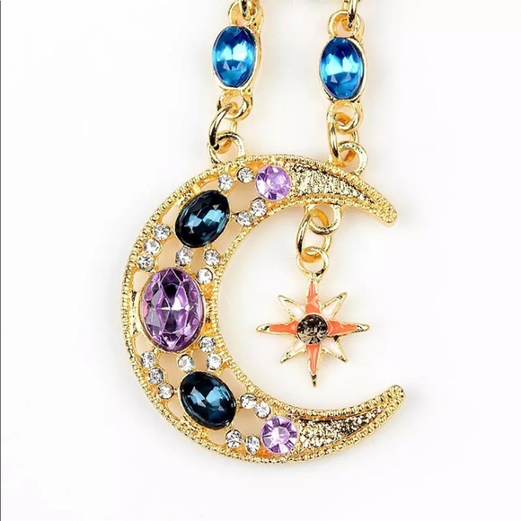 Crystal Boho Sun & Moon Drop Earrings - Picture 4 of 9